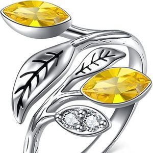 AOBOCO Sterling Silver Leaf Rings Jewelry, CZ Chakra Tree Jewelry Gifts